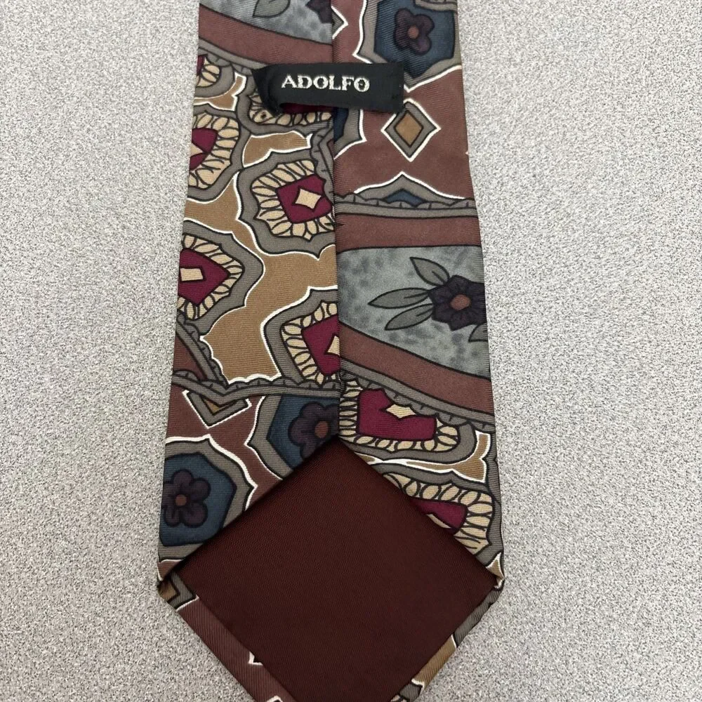 Vintage Adolfo 100% Silk Necktie, Wide 4